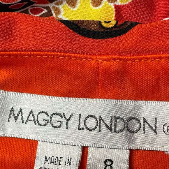 Vintage Womens Baroque Equestrian Chain Print Dress NWT Sz 8 Orange Flowy Knit - Picture 10 of 12